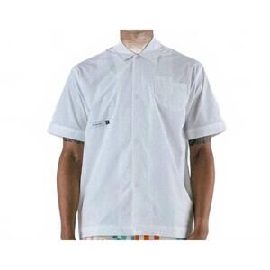 NEW STUDENTS GOLF oxford short sleeve poplin button-up shirt in white